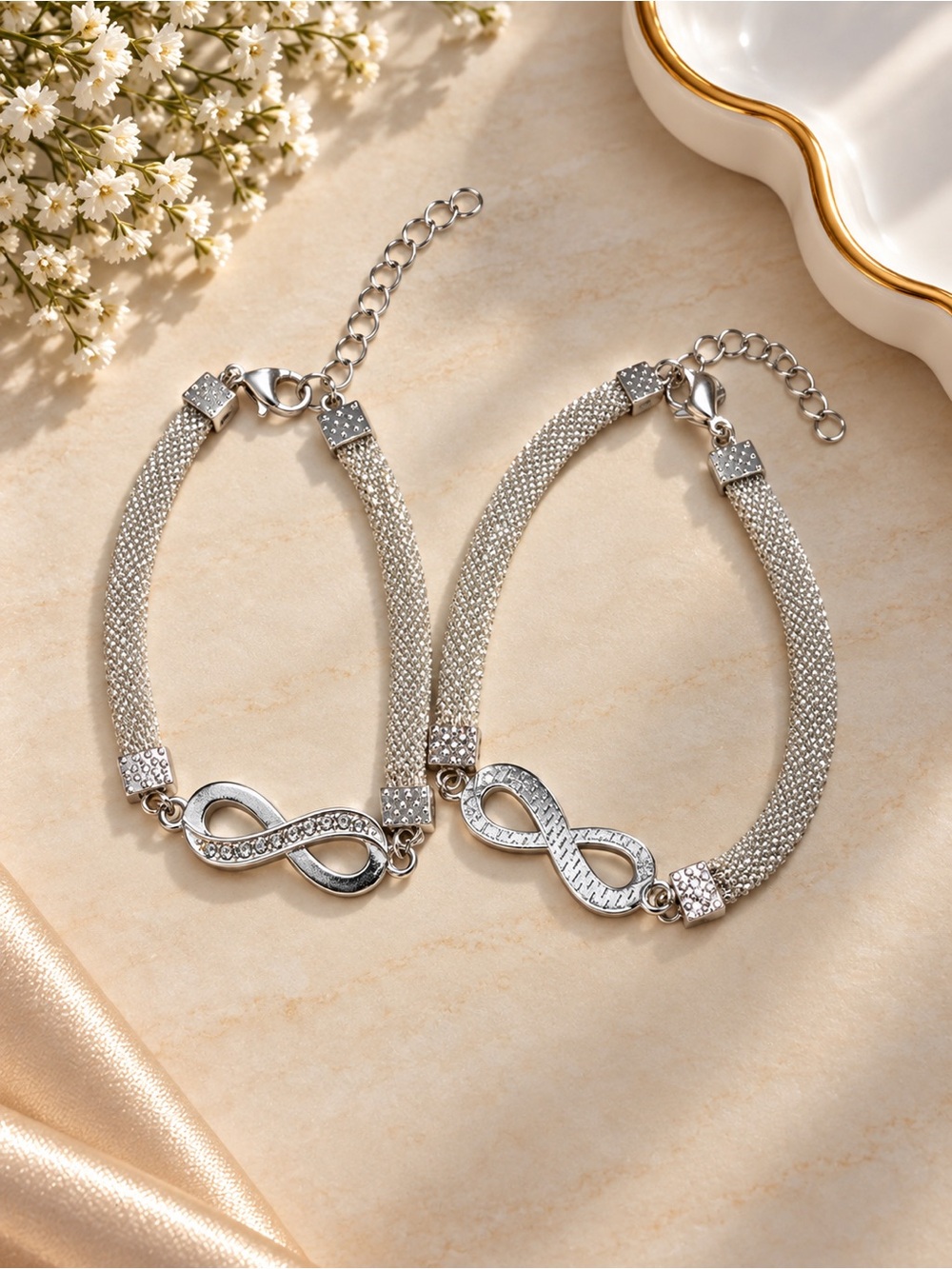 Silver Infinity Bracelet for Women - Elegant Crystal Accent